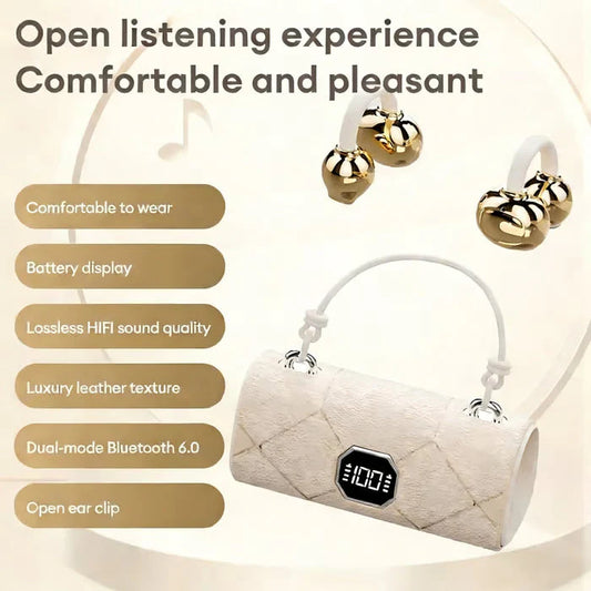 Fashionable Clip-On Wireless Headphones with Handbag