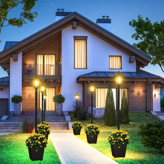 Solar-Powered Flowerpot Lamp Post Glass Solar Garden Light, 60 Lumens Outdoor Waterproof Solar Standing Lamp