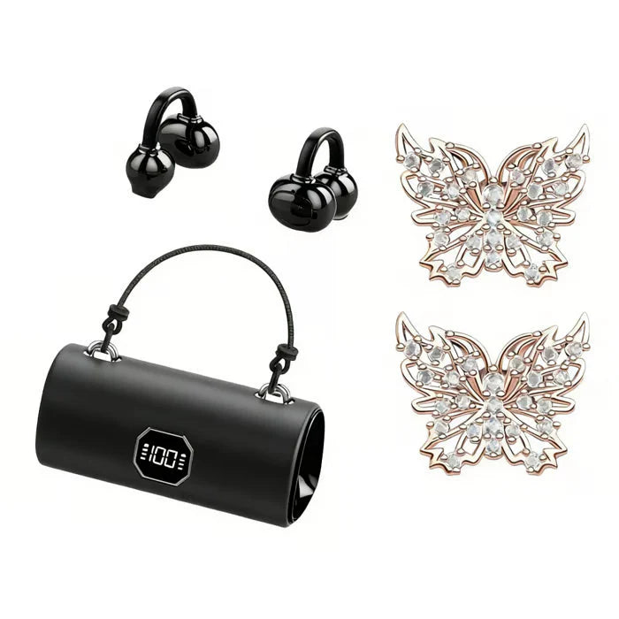 Fashionable Clip-On Wireless Headphones with Handbag
